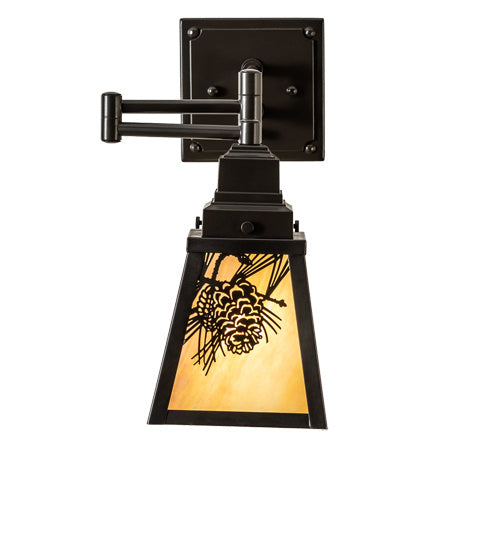 Meyda Tiffany Lighting 235906 Winter Pine One Light Swing Arm Wall Sconce Lamp Bronze / Dark