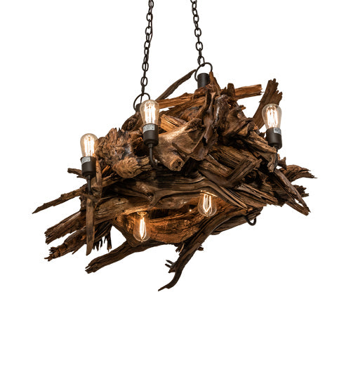 Meyda Tiffany Driftwood 237292 Chandelier Light - Natural Wood,Mahogany Bronze