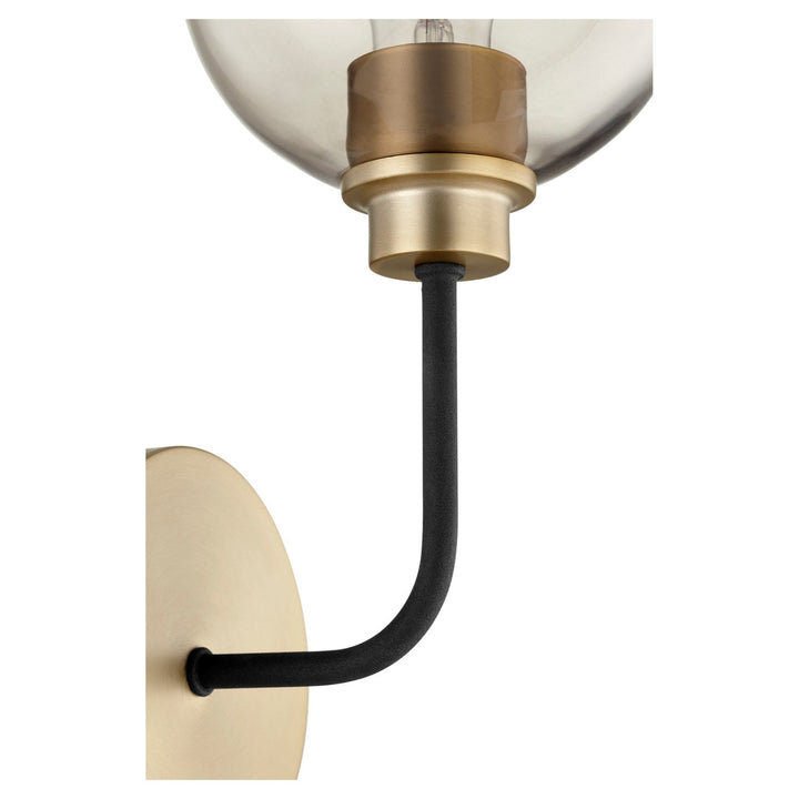 Quorum Clarion 572-1-6980 Wall Sconce Light - Textured Black W/ Aged Brass