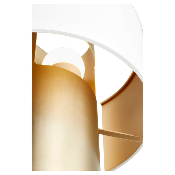 Quorum 5611 Half Drum Sconce 5611-0880 Wall Sconce Light - Studio White W/ Aged Brass