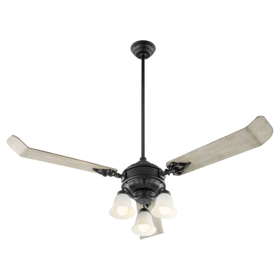 Quorum Brewster 27603-69 Ceiling Fan - Textured Black, Weathered Gray