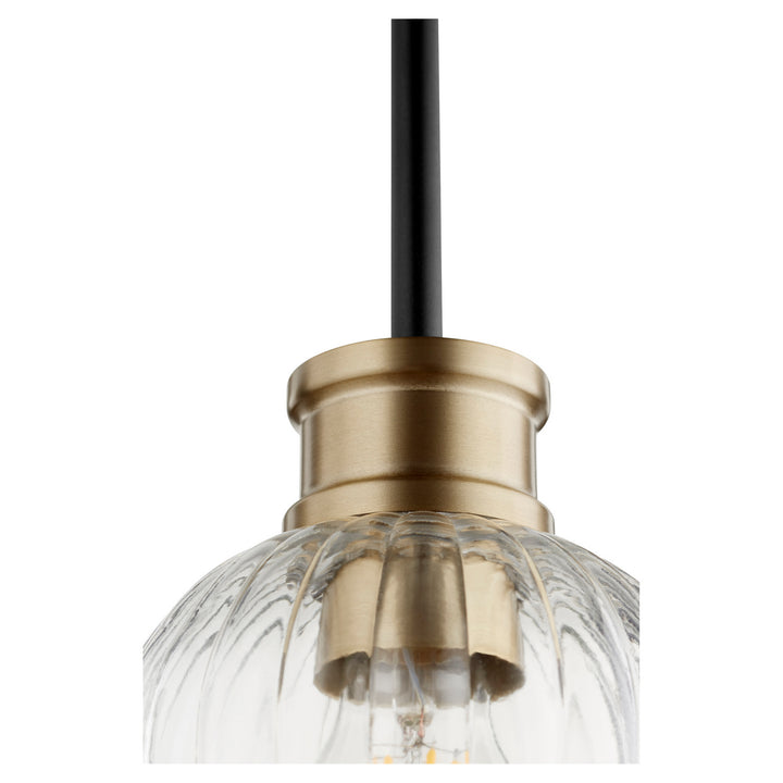 Quorum Monarch 310-6980 Pendant Light - Textured Black W/ Aged Brass