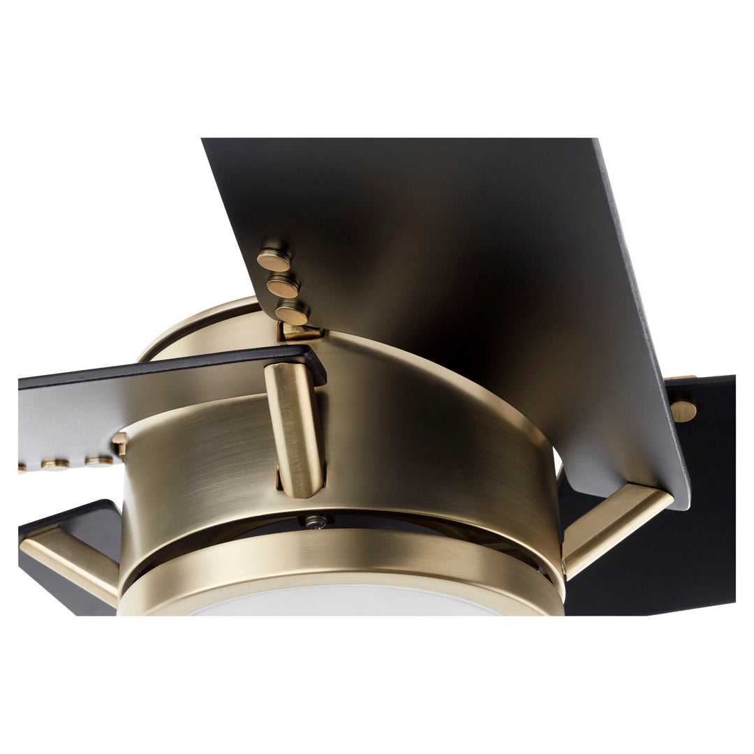 Quorum Axis 26544-80 Ceiling Fan - Aged Brass, Matte Black