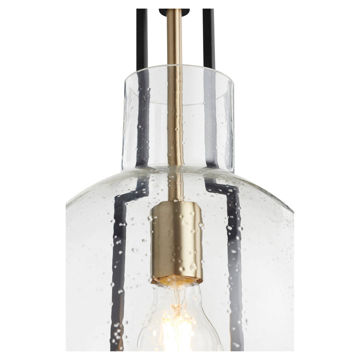 Quorum Textured Glass Pendants 89-10-6980 Pendant Light - Textured Black W/ Aged Brass