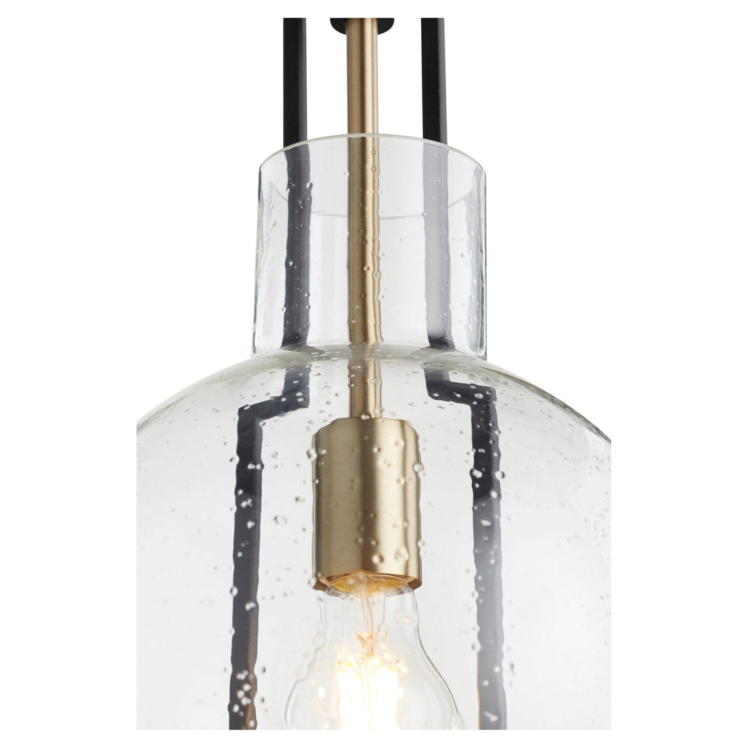 Quorum Textured Glass Pendants 89-10-6980 Pendant Light - Textured Black W/ Aged Brass