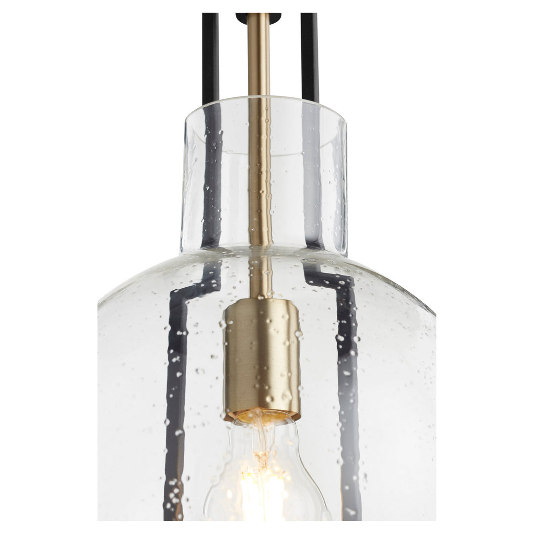 Quorum Textured Glass Pendants 89-10-6980 Pendant Light - Textured Black W/ Aged Brass