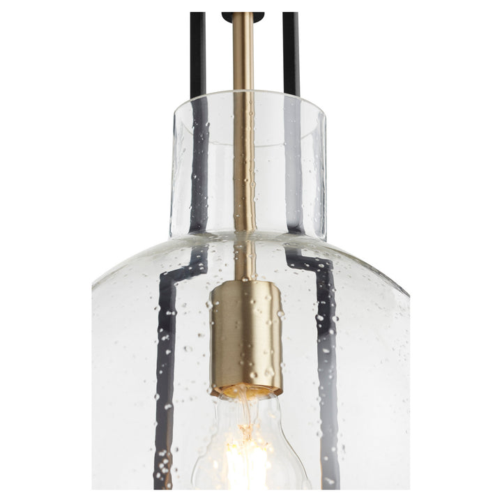 Quorum Textured Glass Pendants 89-10-6980 Pendant Light - Textured Black W/ Aged Brass