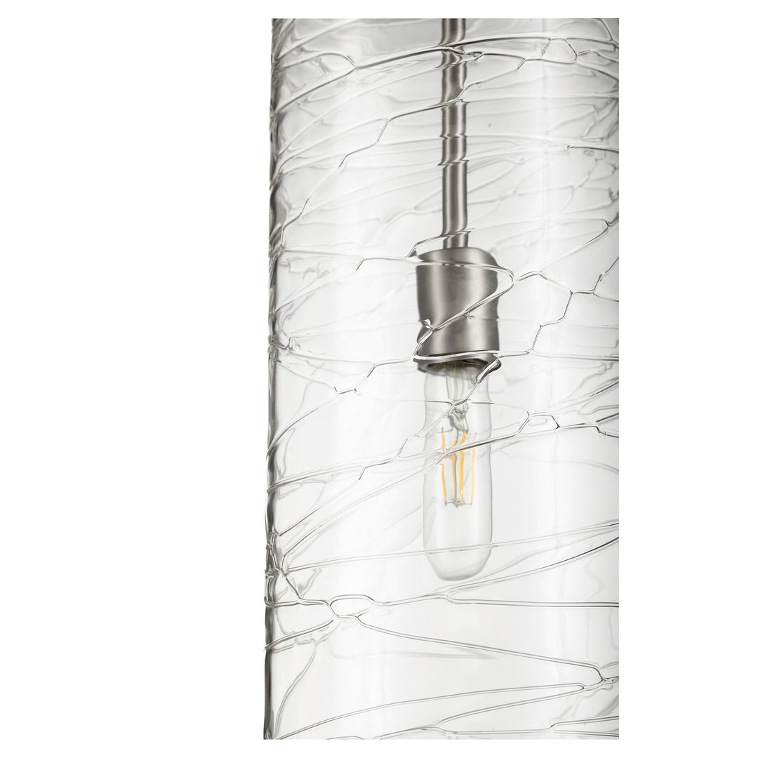 Quorum  8192-65 Pendant Light - Satin Nickel W/ Textured Glass
