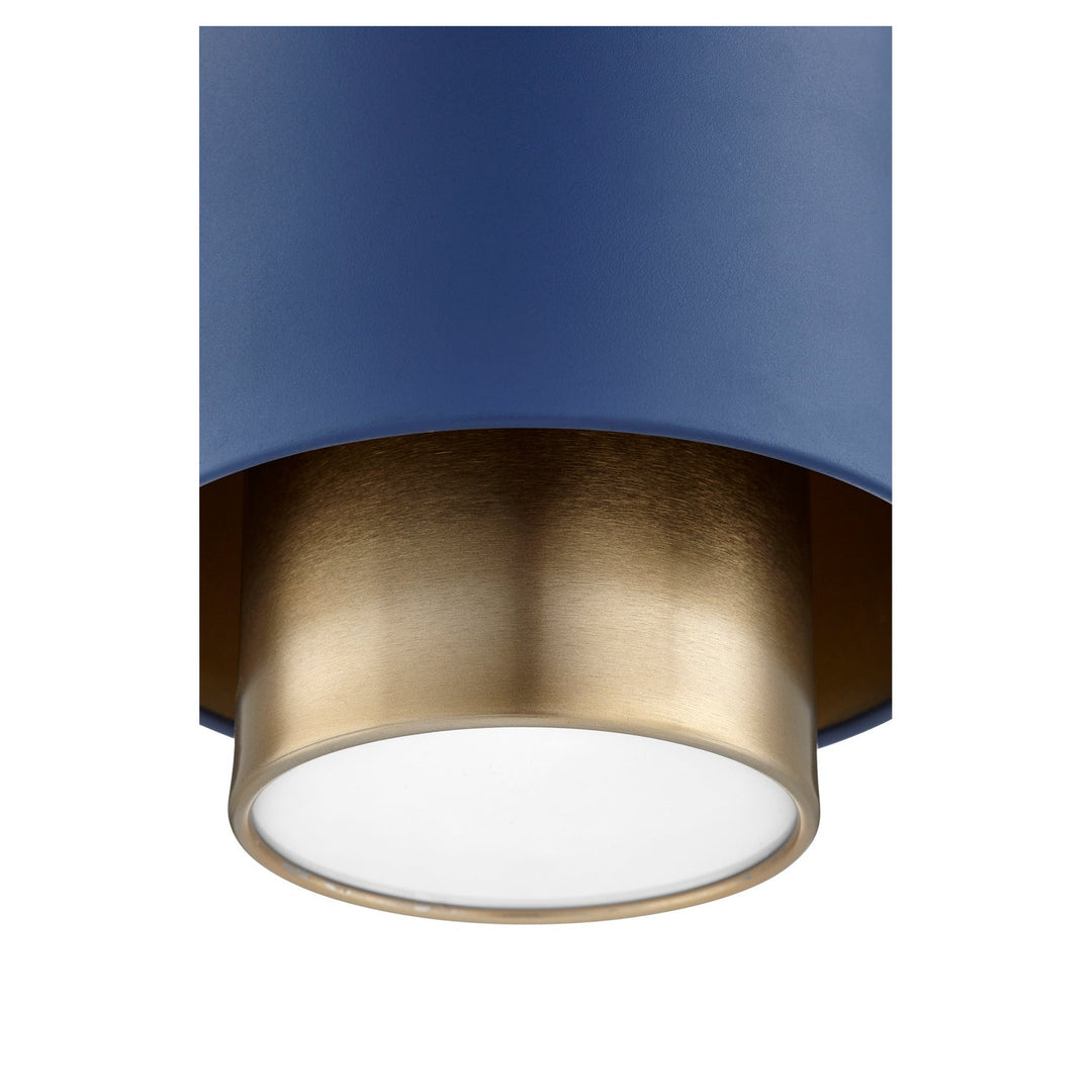 Quorum Cylinder Pendants 8008-3280 Pendant Light - Aged Brass W/ Blue