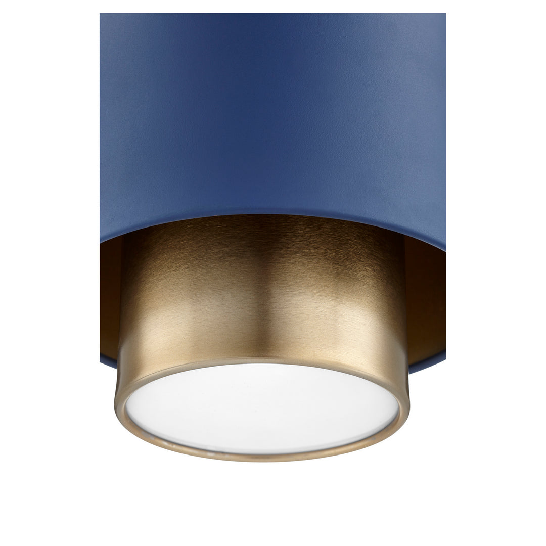Quorum Cylinder Pendants 8008-3280 Pendant Light - Aged Brass W/ Blue