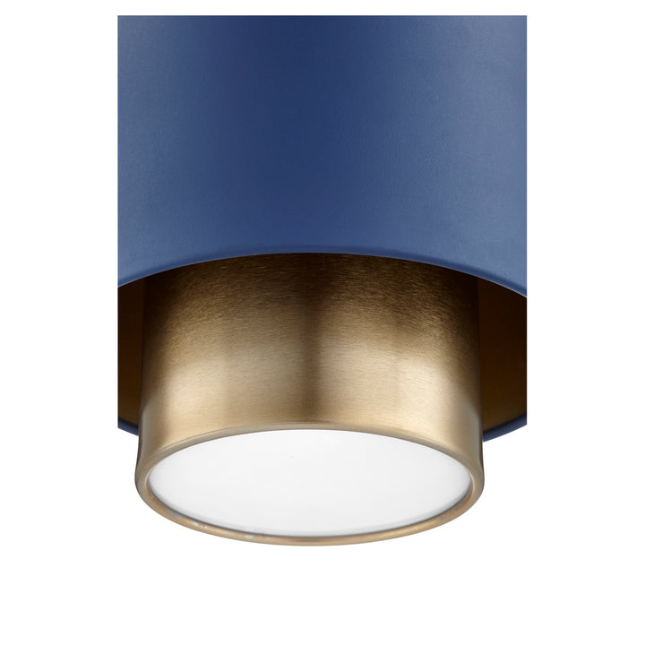 Quorum Cylinder Pendants 8008-3280 Pendant Light - Aged Brass W/ Blue