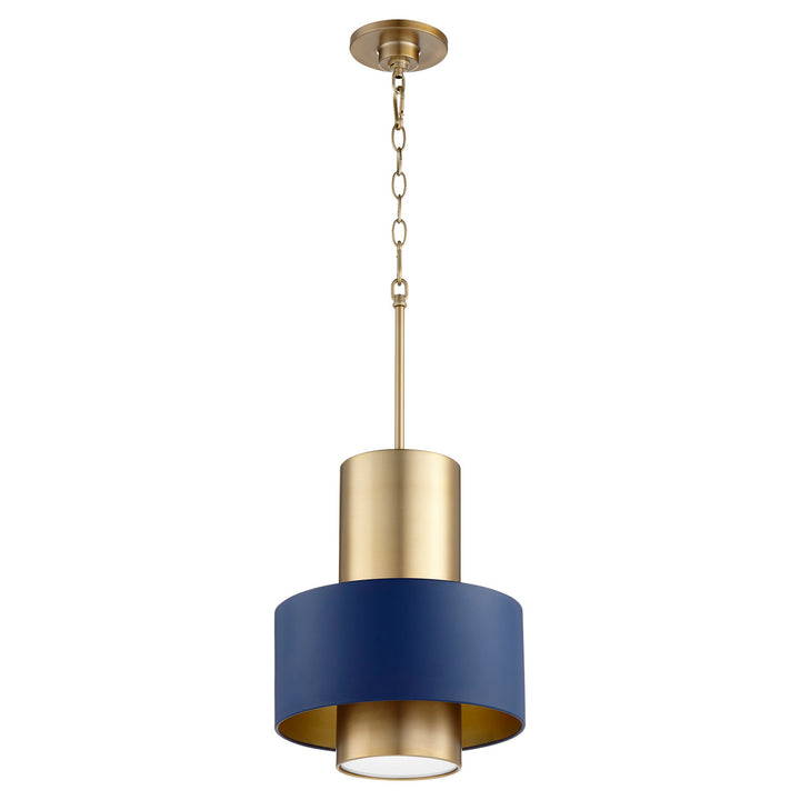 Quorum Drum Pendants 8010-3280 Pendant Light - Aged Brass W/ Blue