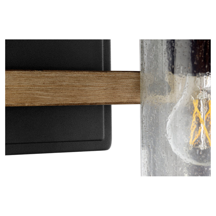 Quorum 5140 Pepper Glass Series 5140-2-69 Bath Vanity Light 16 in. wide - Textured Black W/ Driftwood Finish