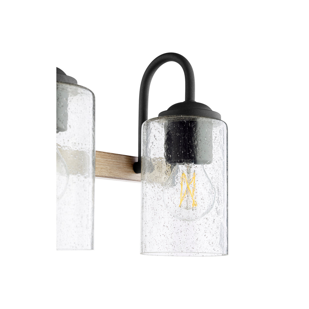 Quorum 5140 Pepper Glass Series 5140-3-69 Bath Vanity Light 24 in. wide - Textured Black W/ Driftwood Finish