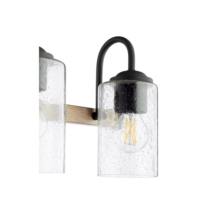 Quorum 5140 Pepper Glass Series 5140-3-69 Bath Vanity Light 24 in. wide - Textured Black W/ Driftwood Finish