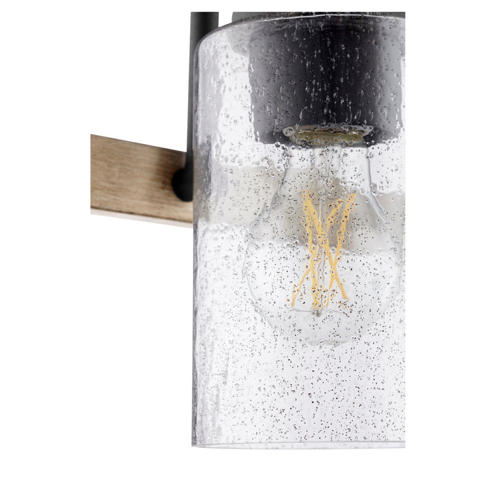 Quorum 5140 Pepper Glass Series 5140-4-69 Bath Vanity Light 32 in. wide - Textured Black W/ Driftwood Finish