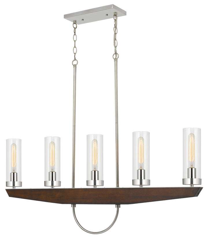 Cal Ercolano FX-3756-5 Pendant Light - Wood/Brushed Steel