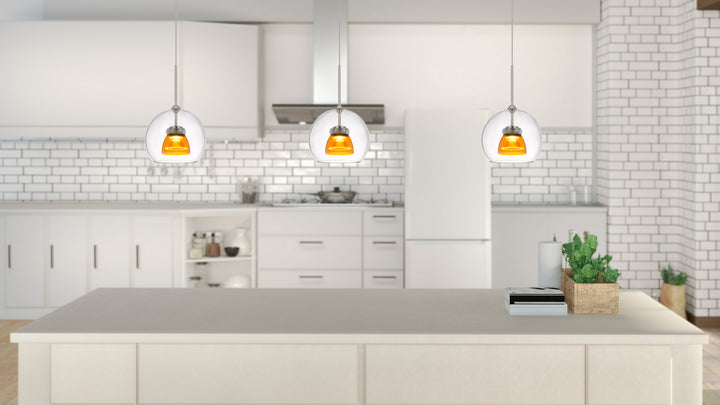 Cal Dimmable With Lutron Brand Dimmers: Dvcl-153P,  Scl UP-335-CL-AMBCL Pendant Light - Clear Yellow