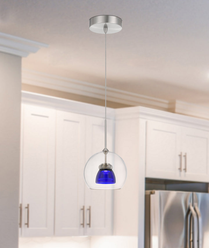 Cal Dimmable With Lutron Brand Dimmers: Dvcl-153P,  Scl UP-335-CL-BLUCL Pendant Light - Clear Blue