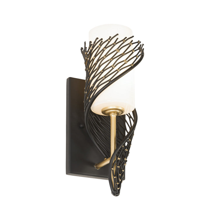 Varaluz Flow 240K01MBFG Wall Sconce Light - Matte Black/French Gold