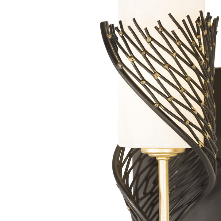 Varaluz Flow 240K01RMBFG Wall Sconce Light - Matte Black/French Gold