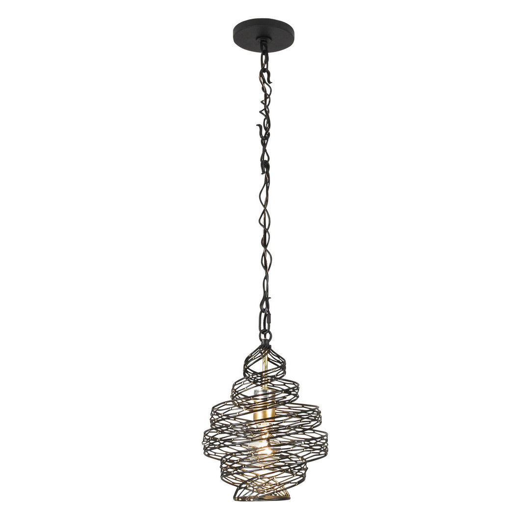 Varaluz Flow 240P01MBFG Pendant Light - Matte Black/French Gold
