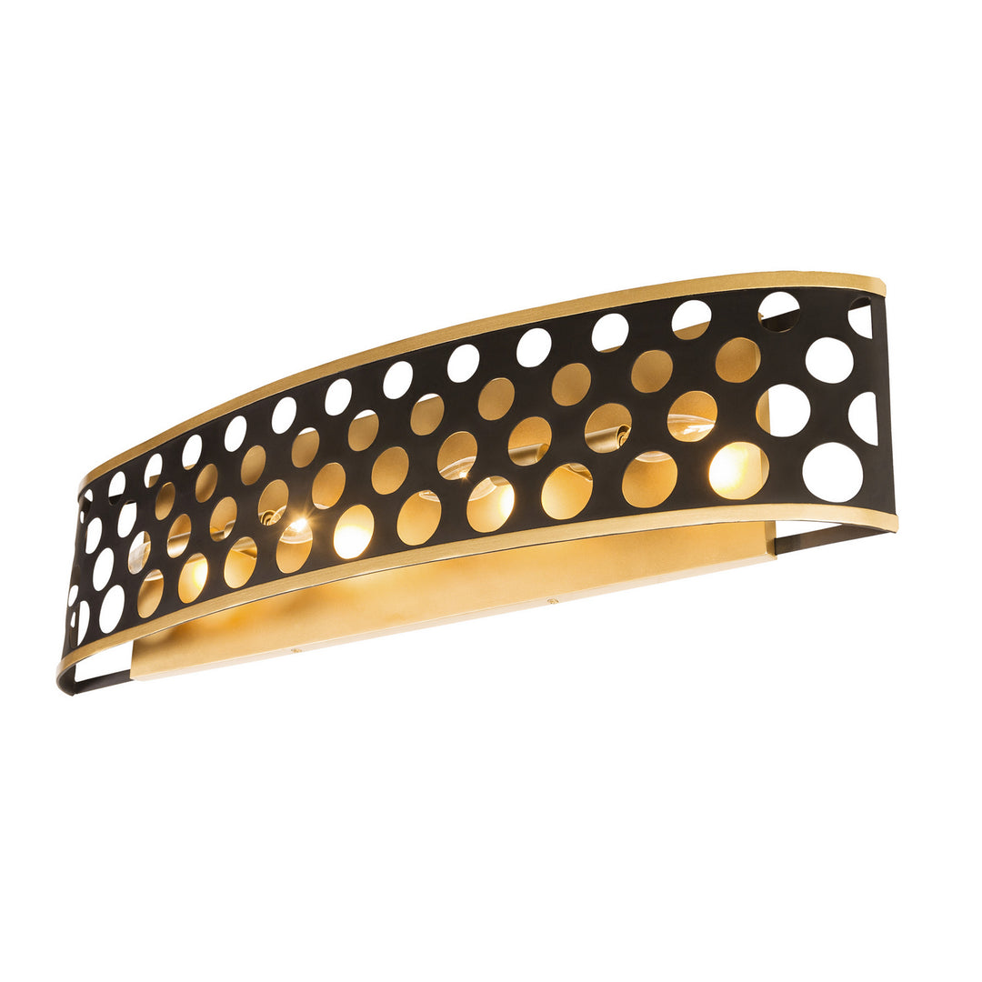 Varaluz Bailey 346B04MBFG Bath Vanity Light 34 in. wide - Matte Black/French Gold