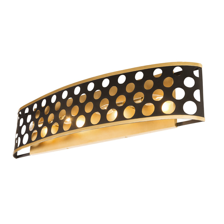 Varaluz Bailey 346B04MBFG Bath Vanity Light 34 in. wide - Matte Black/French Gold
