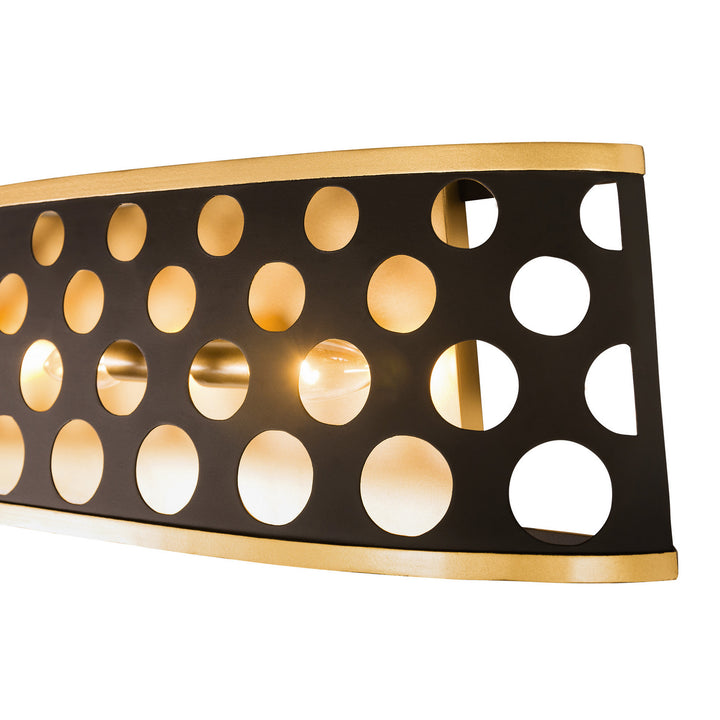 Varaluz Bailey 346B04MBFG Bath Vanity Light 34 in. wide - Matte Black/French Gold