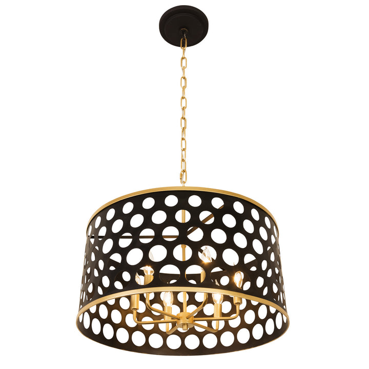 Varaluz Bailey 346P06MBFG Pendant Light - Matte Black/French Gold