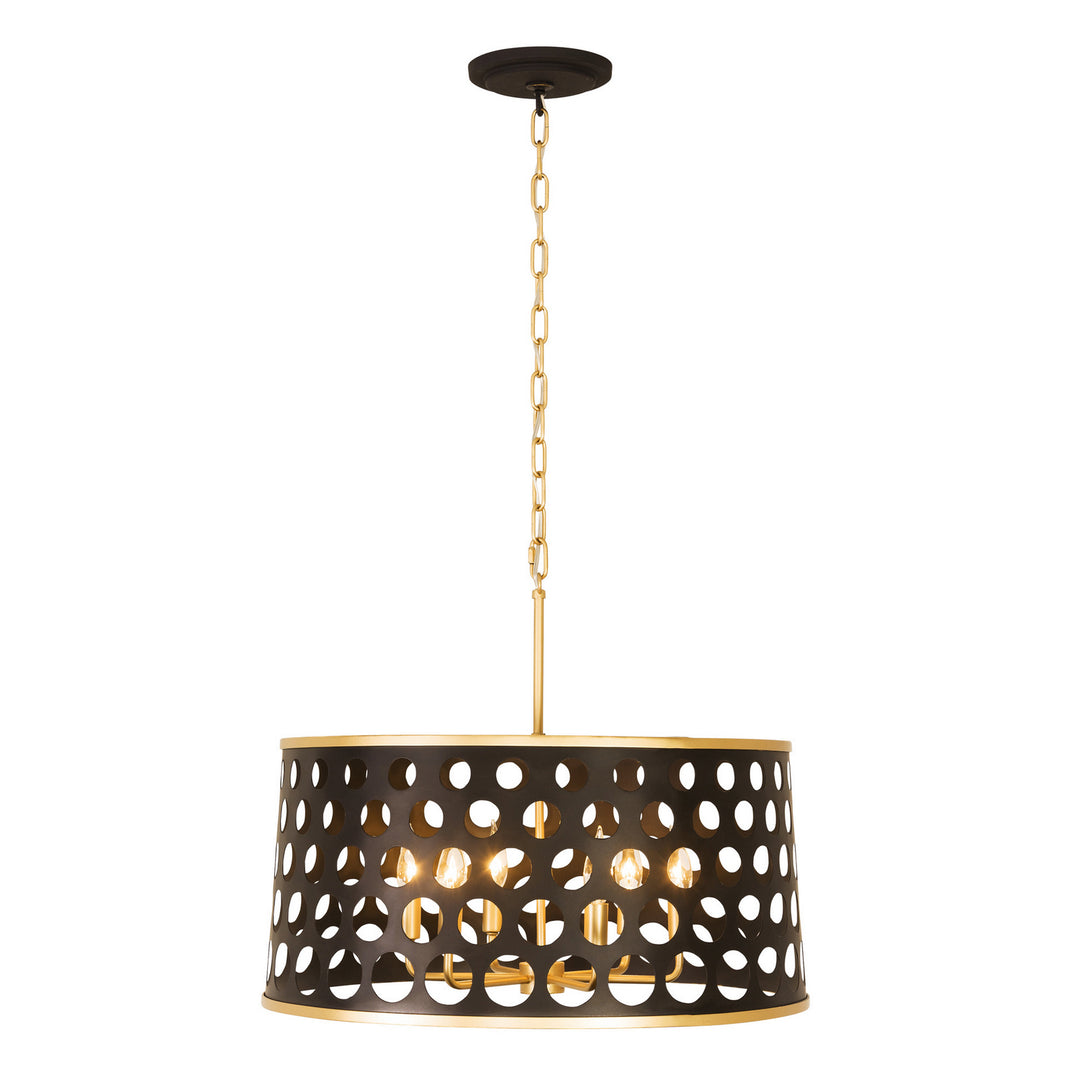 Varaluz Bailey 346P06MBFG Pendant Light - Matte Black/French Gold