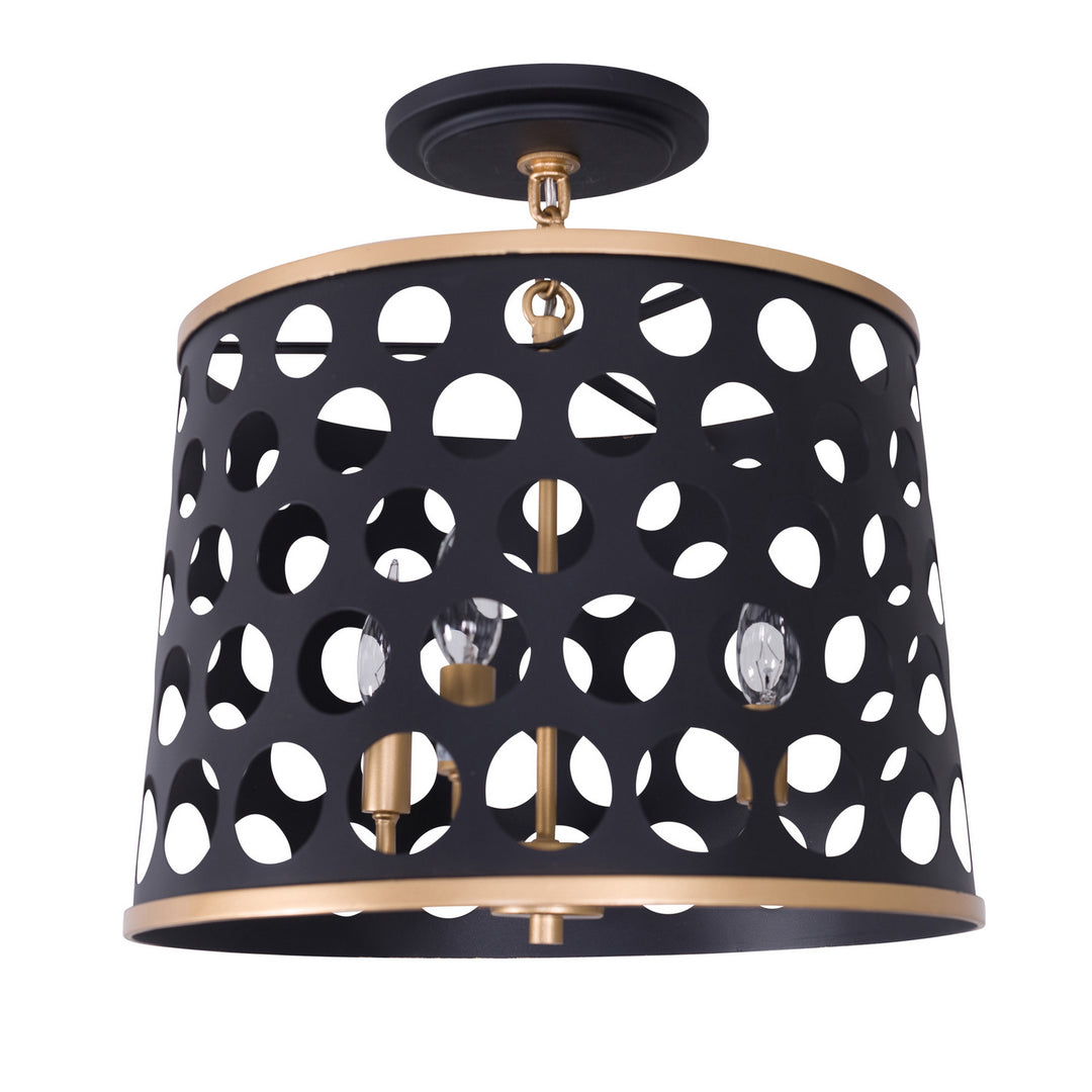 Varaluz Bailey 346S03MBFG Ceiling Light - Matte Black/French Gold