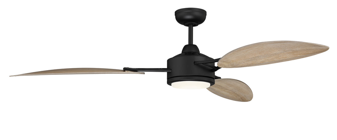 Craftmade Journey Indoor/Outdoor JOU64FB3 Ceiling Fan 64 - Flat Black, Driftwood/Driftwood/