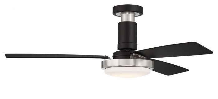 Craftmade Manning MNG52FBBNK3 Ceiling Fan 52 - Flat Black/Brushed Polished Nickel, Flat Black/Flat Black/