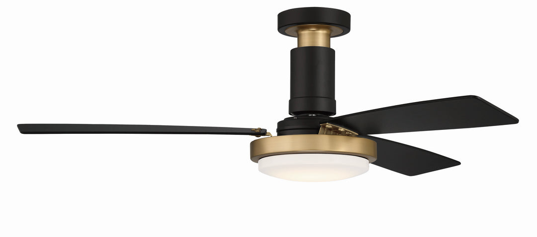 Craftmade Manning MNG52FBSB3 Ceiling Fan 52 - Flat Black/Satin Brass, Flat Black/Flat Black/