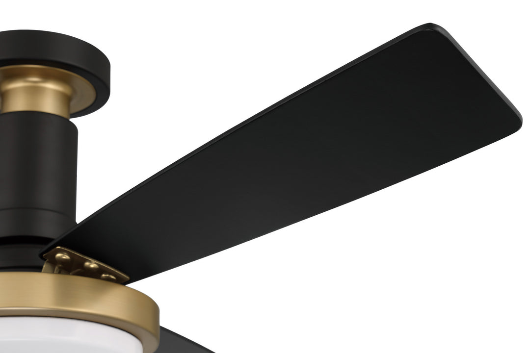 Craftmade Manning MNG52FBSB3 Ceiling Fan 52 - Flat Black/Satin Brass, Flat Black/Flat Black/