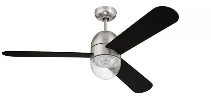 Craftmade Pill PIL52BNK3 Ceiling Fan 52 - Brushed Polished Nickel, Flat Black/Flat Black/