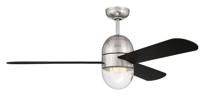 Craftmade Pill PIL52BNK3 Ceiling Fan 52 - Brushed Polished Nickel, Flat Black/Flat Black/