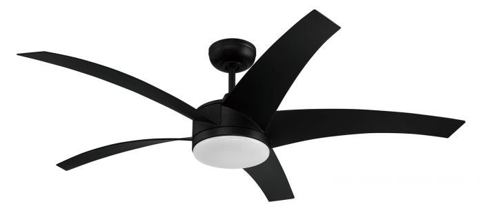 Craftmade Pursuit PUR54FB5 Ceiling Fan 54 - Flat Black, Flat Black/Flat Black/