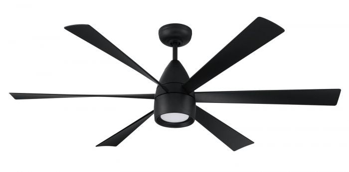 Craftmade Quirk QRK54FB6 Ceiling Fan 54 - Flat Black, Flat Black/Flat Black/