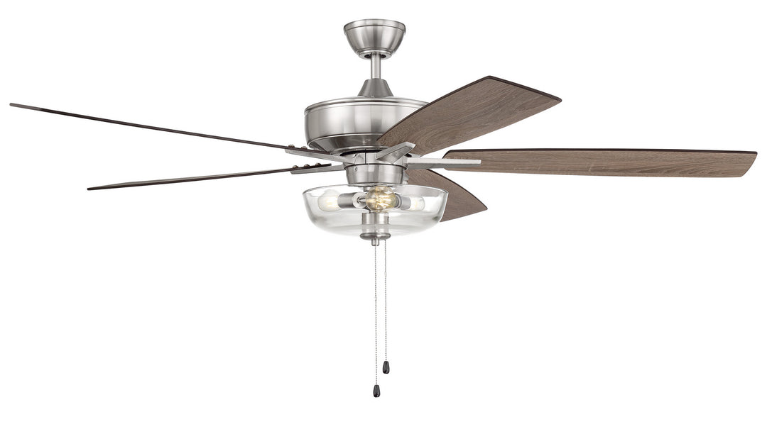 Craftmade Super Pro 101 S101BNK5-60DWGWN Ceiling Fan 60 - Brushed Polished Nickel, Driftwood/Grey Walnut/