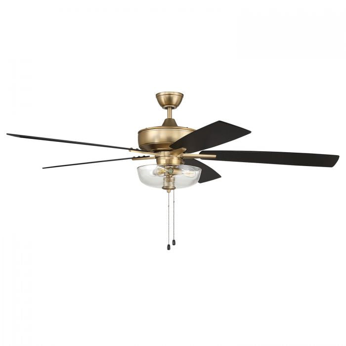 Craftmade Super Pro 101 S101SB5-60BWNFB Ceiling Fan 60 - Satin Brass, Black Walnut/Flat Black/