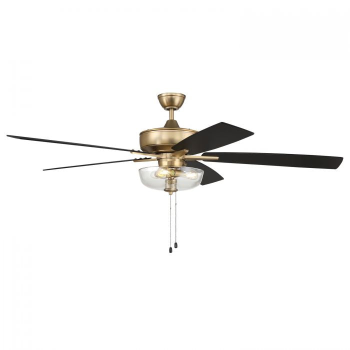 Craftmade Super Pro 101 S101SB5-60BWNFB Ceiling Fan 60 - Satin Brass, Black Walnut/Flat Black/