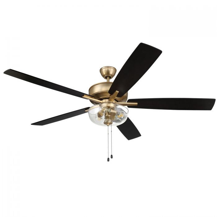 Craftmade Super Pro 101 S101SB5-60BWNFB Ceiling Fan 60 - Satin Brass, Black Walnut/Flat Black/