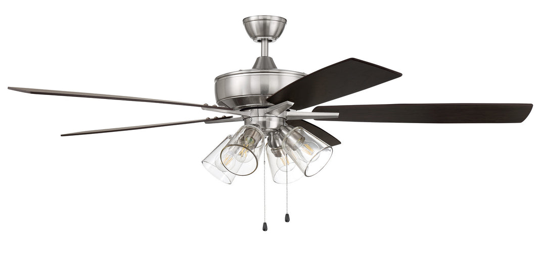 Craftmade Super Pro 104 S104BNK5-60DWGWN Ceiling Fan 60 - Brushed Polished Nickel, Driftwood/Grey Walnut/