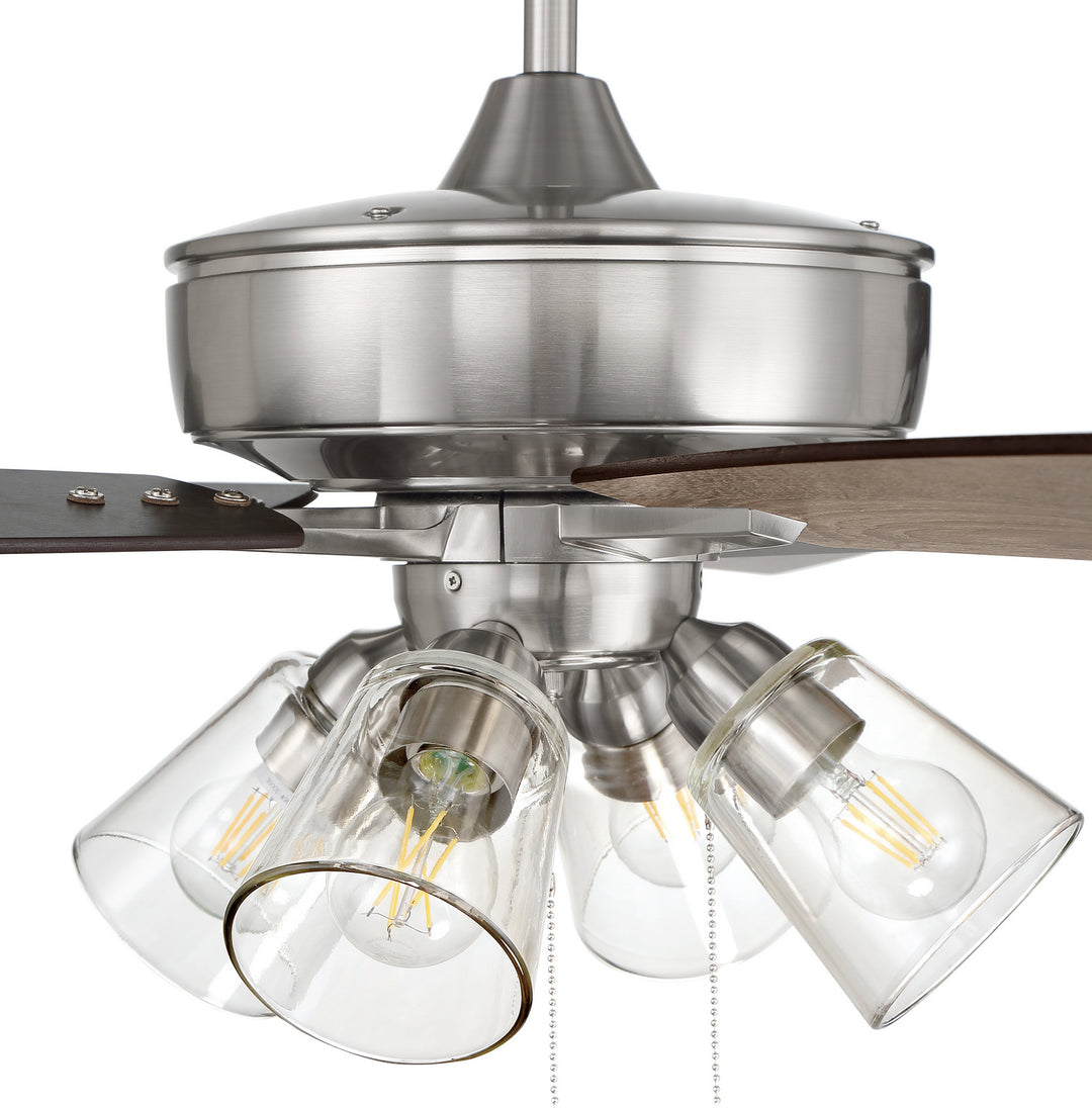 Craftmade Super Pro 104 S104BNK5-60DWGWN Ceiling Fan 60 - Brushed Polished Nickel, Driftwood/Grey Walnut/