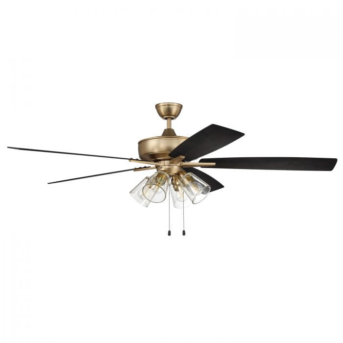 Craftmade Super Pro 104 S104SB5-60BWNFB Ceiling Fan 60 - Satin Brass, Black Walnut/Flat Black/