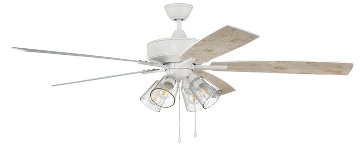 Craftmade Super Pro 104 S104W5-60WWOK Ceiling Fan 60 - White, White/Washed Oak/