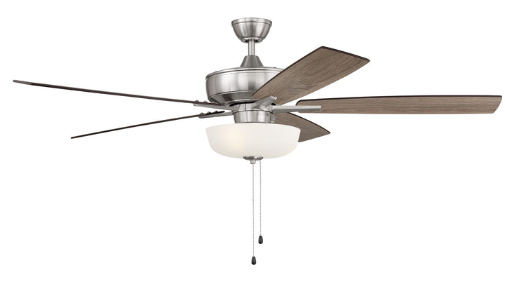 Craftmade Super Pro 111 S111BNK5-60DWGWN Ceiling Fan 60 - Brushed Polished Nickel, Driftwood/Grey Walnut/