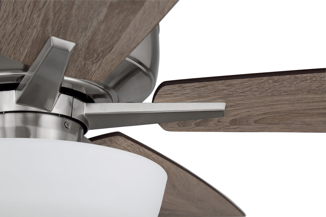 Craftmade Super Pro 111 S111BNK5-60DWGWN Ceiling Fan 60 - Brushed Polished Nickel, Driftwood/Grey Walnut/